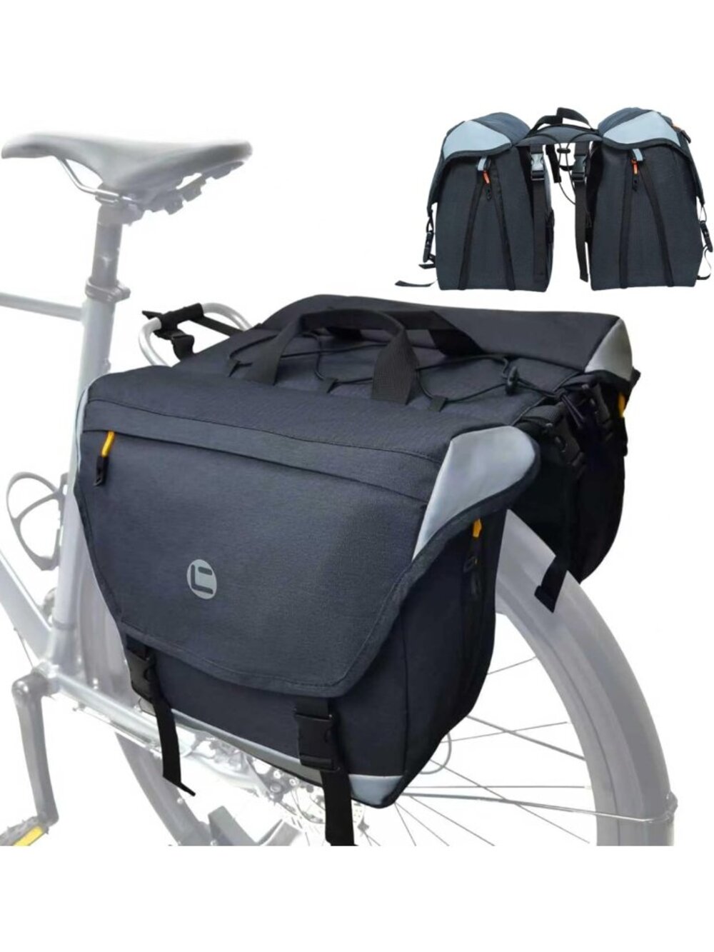 Expandable Waterproof Bike Panniers 25-35L | Reflective Saddle Bag for Commuting